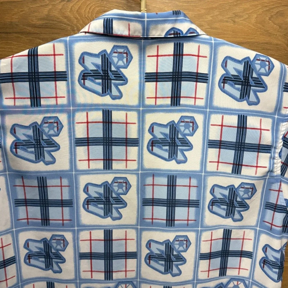 Vintage Southpole Shirt Men's Large Multicolor Printed Short‎ Sleeve Button-Up